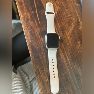 Apple Smartwatch with Silver Case and White Band